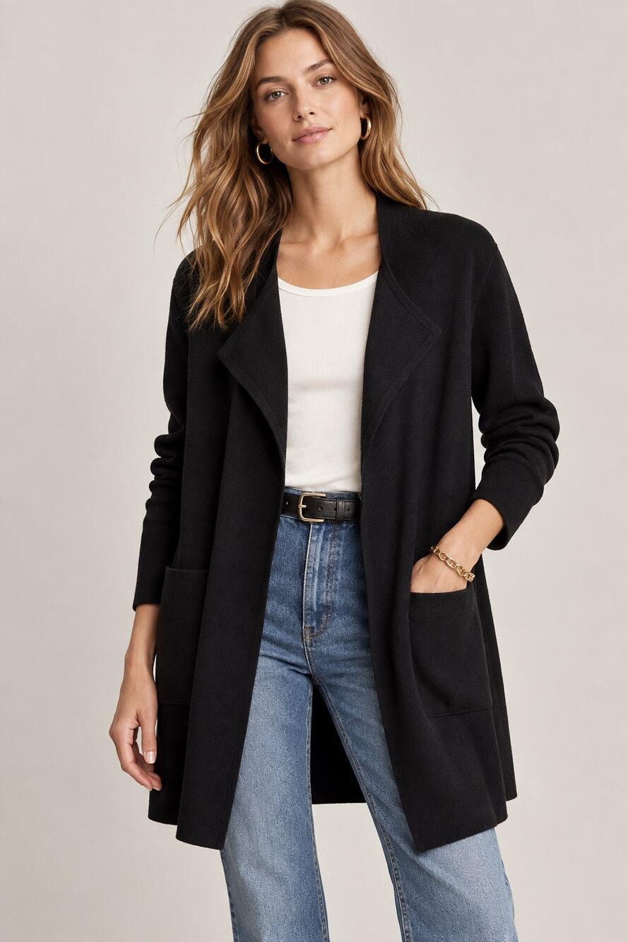 J.Crew Juliette Collarless Sweater Blazer Black Merino Wool
